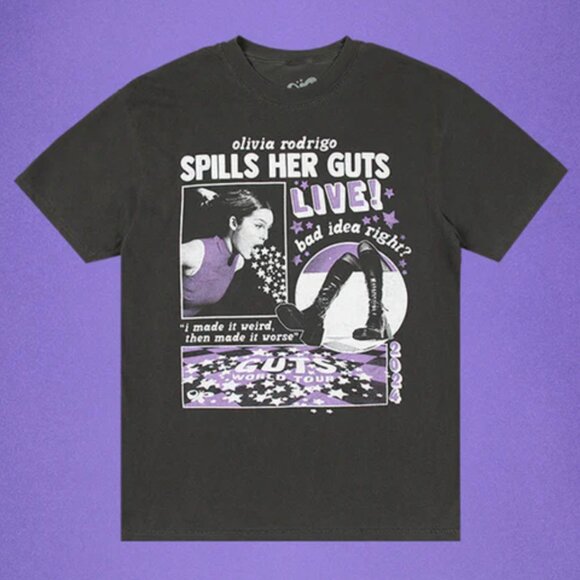 Olivia Rodrigo Pepper Garment-Dyed GUTS World Tour T-Shirt - Picture 2 of 2
